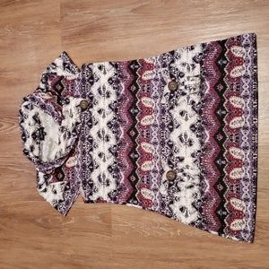 (L) Papillon Patterned Sweater Dress / Top Cozy Cowl Neck Nordic Casual Cabin